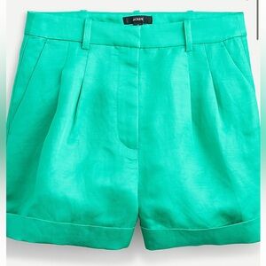 J. Crew Kelly Green Satin Shorts
